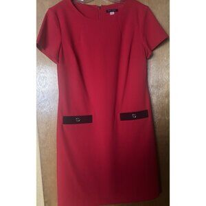 Tommy Hilfiger Red Color  Dress With Black Accent Size 12
